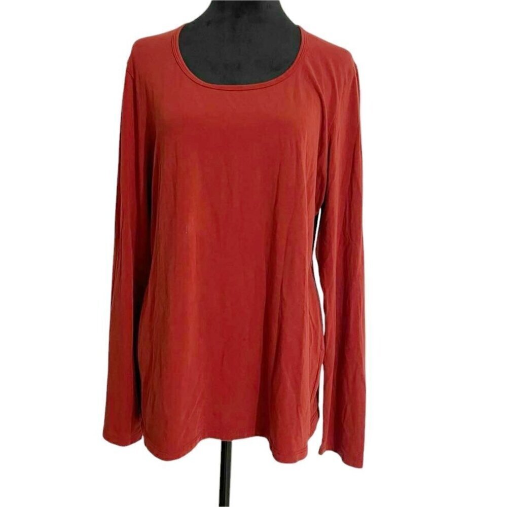 Peruvian Connection Size XL  Top Blouse Long Sleeve Shirt Scoop Neck